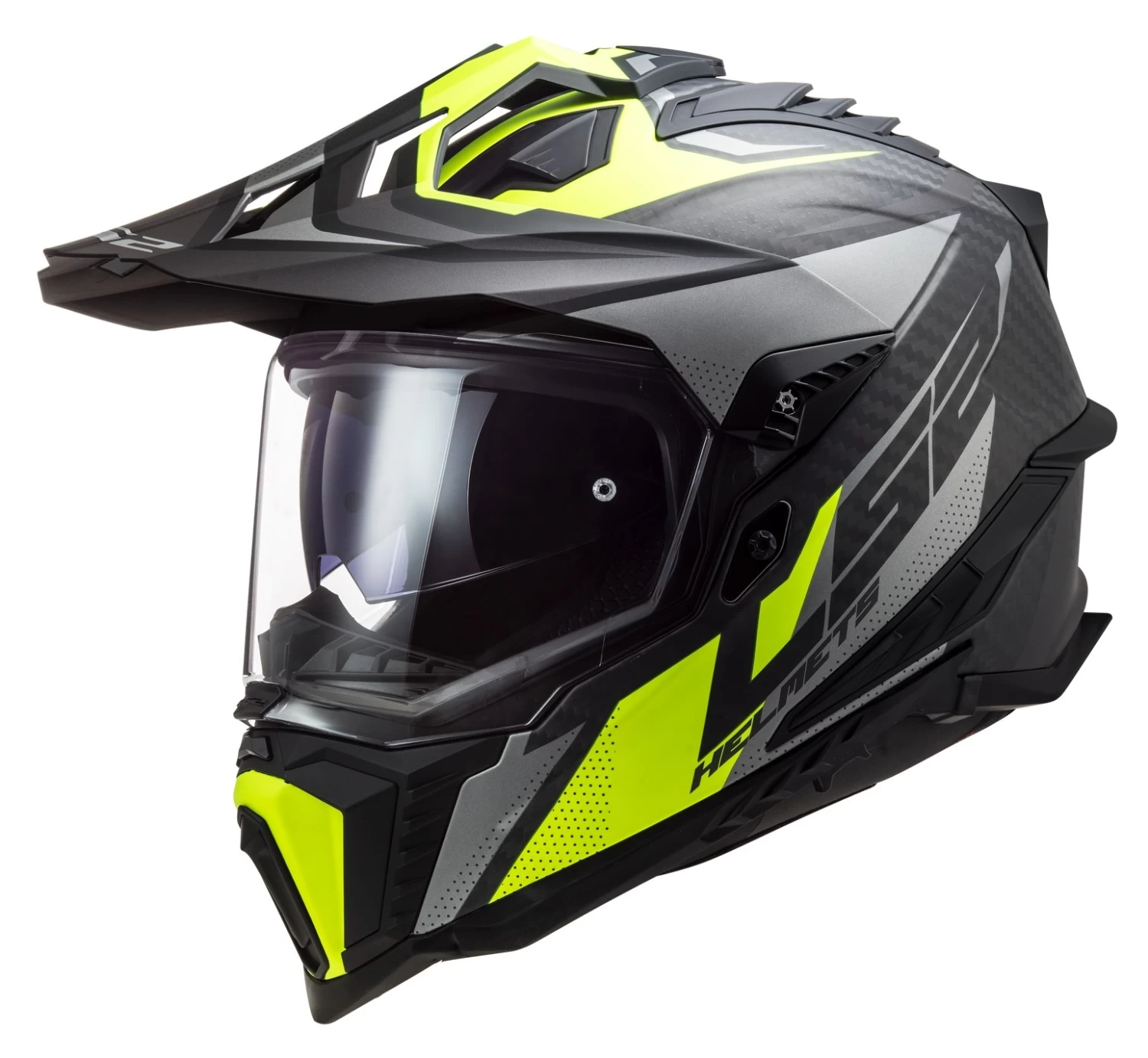 LS2 Explorer Carbon Focus Helmet Titanium/Yellow / 2XL [Open Box]