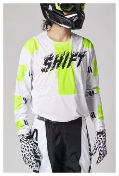 Shift Black Label Flame Jersey -Icon Store shift label flame jersey wht white hi viz yellow 1